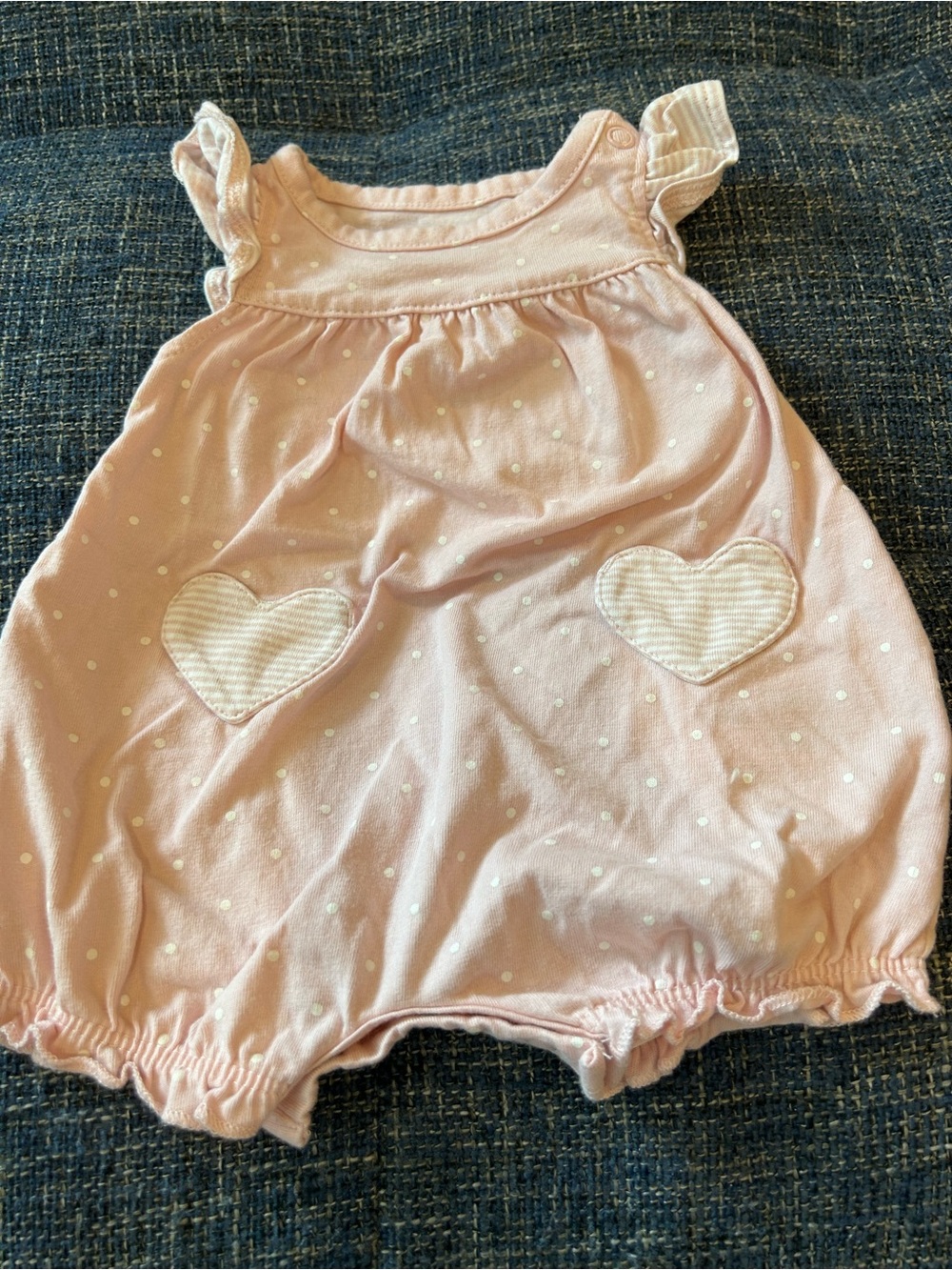 ☀️ 3/$15 Carter’s Baby Girl Heart Short-Sleeve Cotton Romper Pink